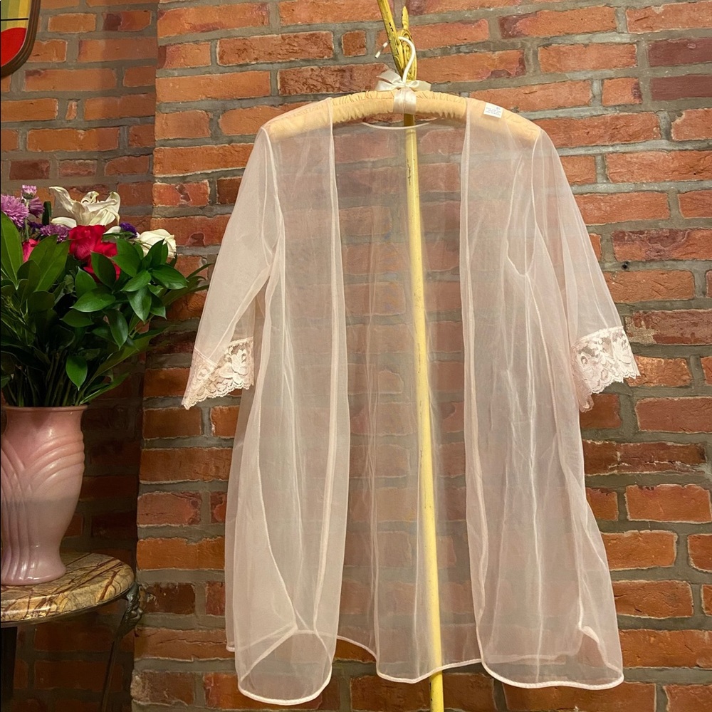 Vintage lingerie sheer robe intricate lace detail